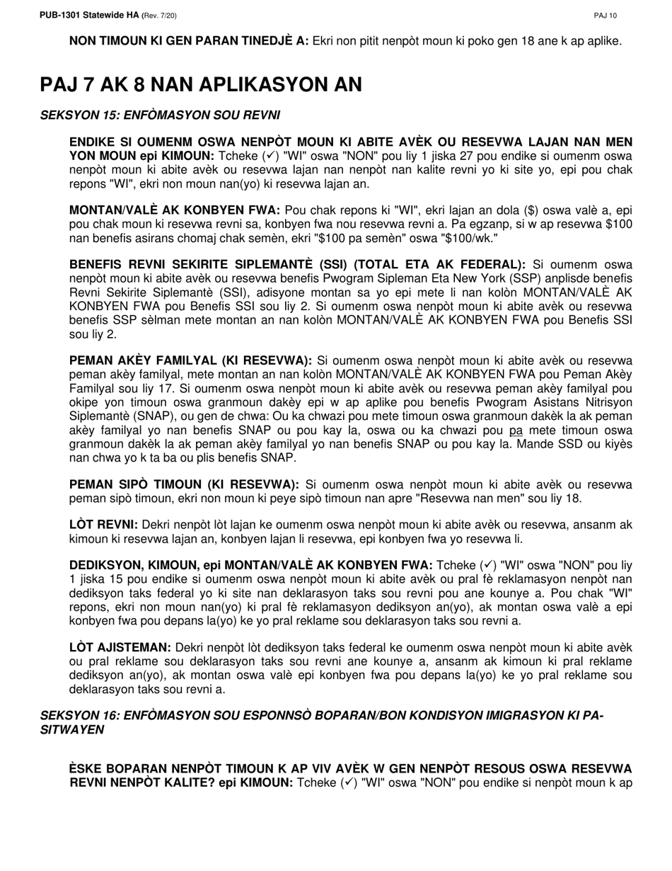 Instructions for Form LDSS-2921 New York State Application for Certain Benefits and Services - New York (Haitian Creole), Page 11