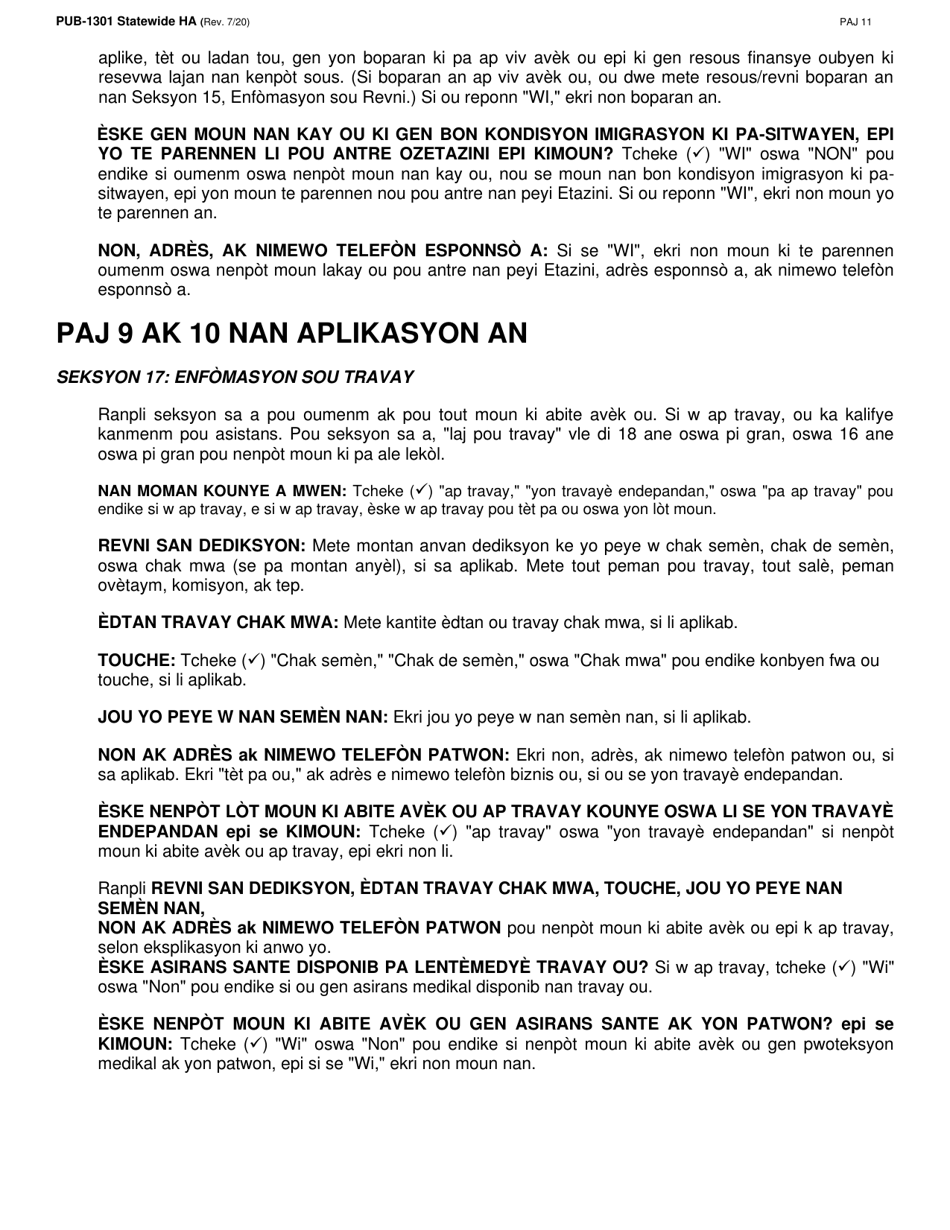 Instructions for Form LDSS-2921 New York State Application for Certain Benefits and Services - New York (Haitian Creole), Page 12