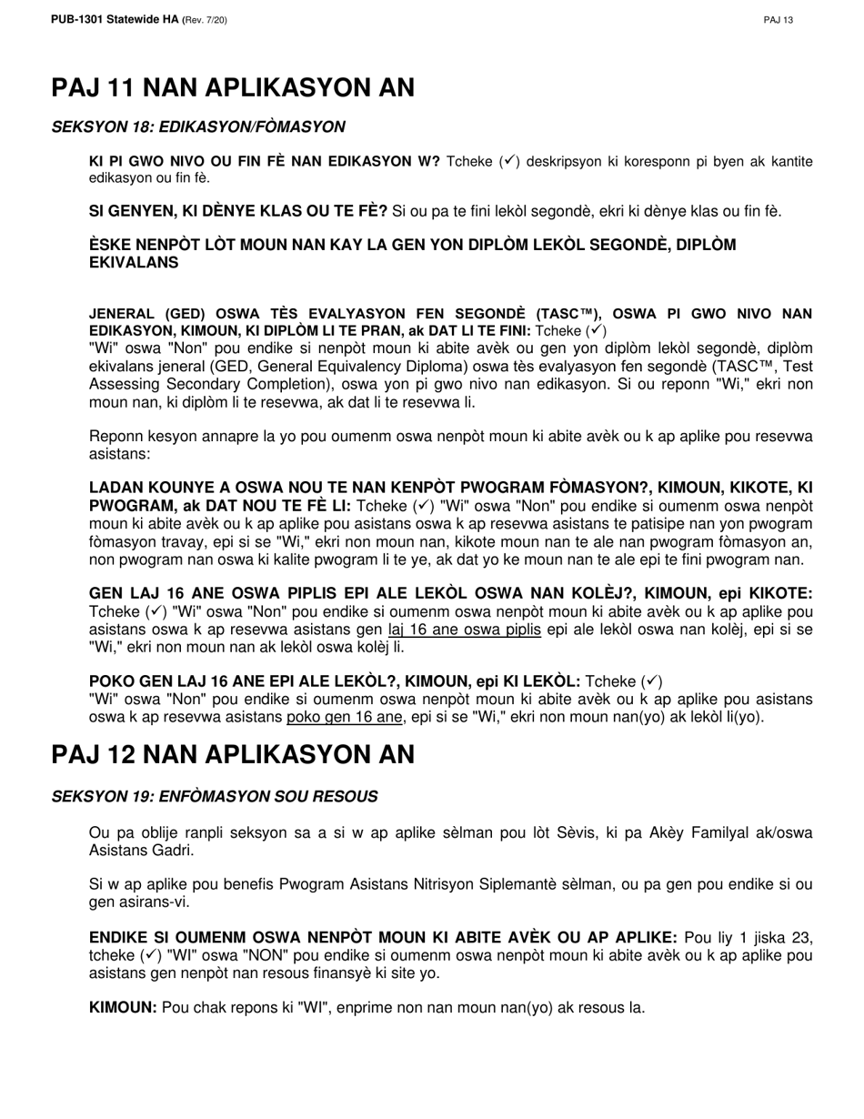 Instructions for Form LDSS-2921 New York State Application for Certain Benefits and Services - New York (Haitian Creole), Page 14