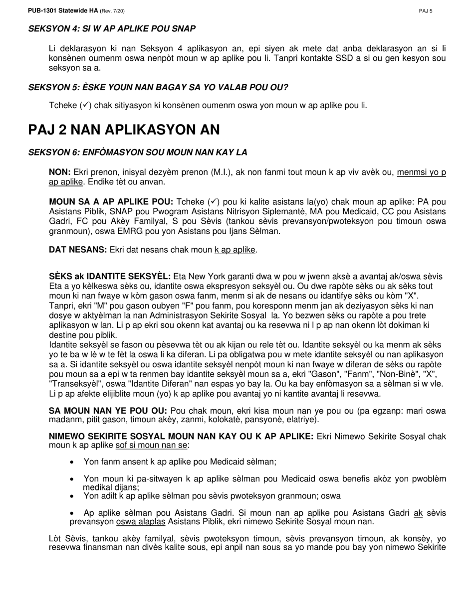 Instructions for Form LDSS-2921 New York State Application for Certain Benefits and Services - New York (Haitian Creole), Page 6