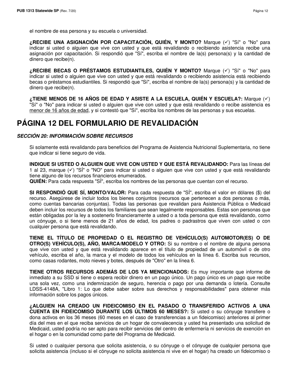 Instrucciones para Formulario LDSS-3174 Formulario De Revalidacion Para Ciertos Subsidiosy Servicios Del Estado De Nueva York - New York (Spanish), Page 13