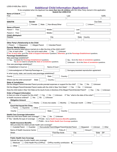 Form LDSS-5143B  Printable Pdf