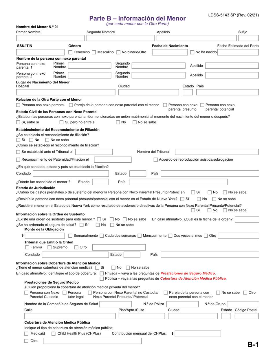 Formulario LDSS-5143 Solicitud De Servicios De Sustento De Menores - New York (Spanish), Page 11