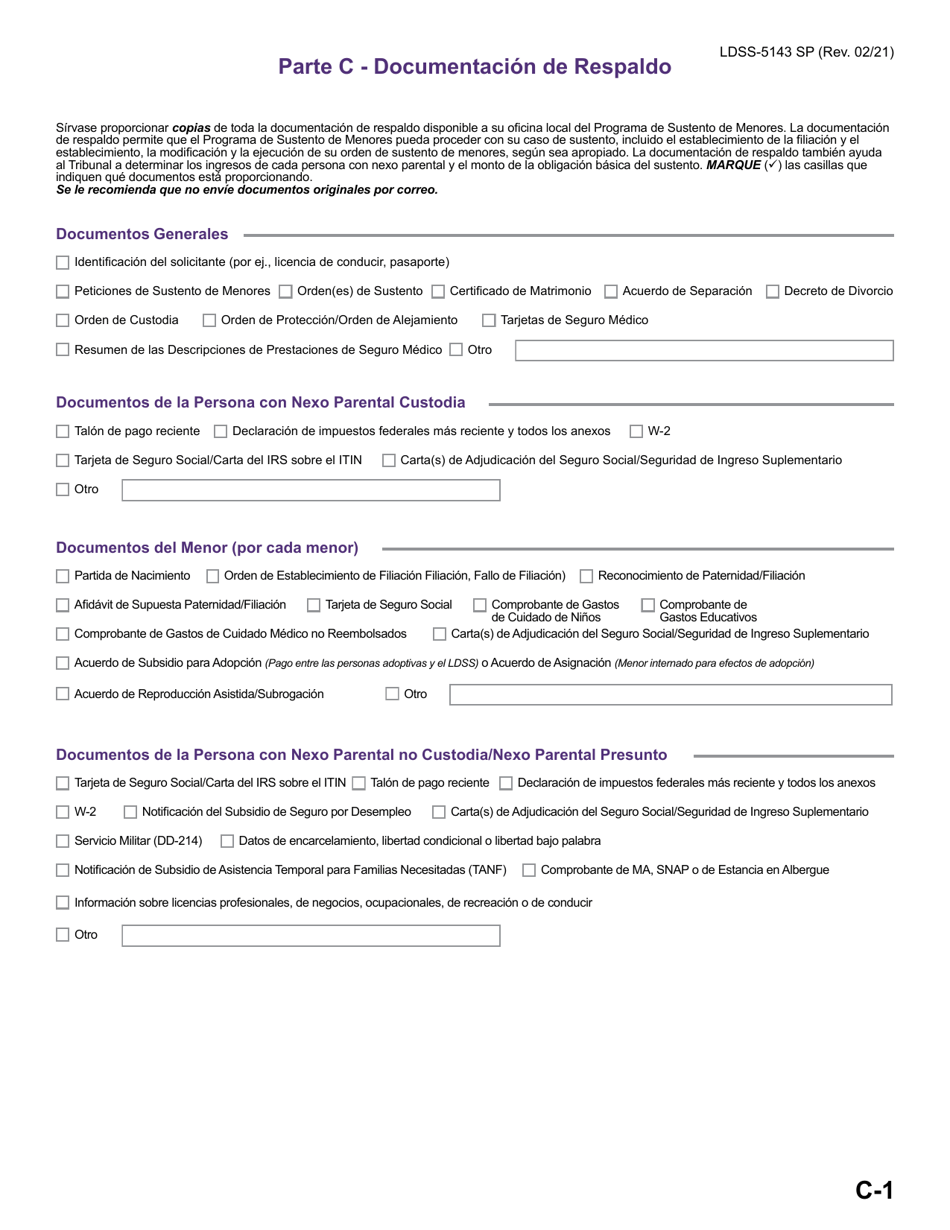 Formulario LDSS-5143 Solicitud De Servicios De Sustento De Menores - New York (Spanish), Page 13