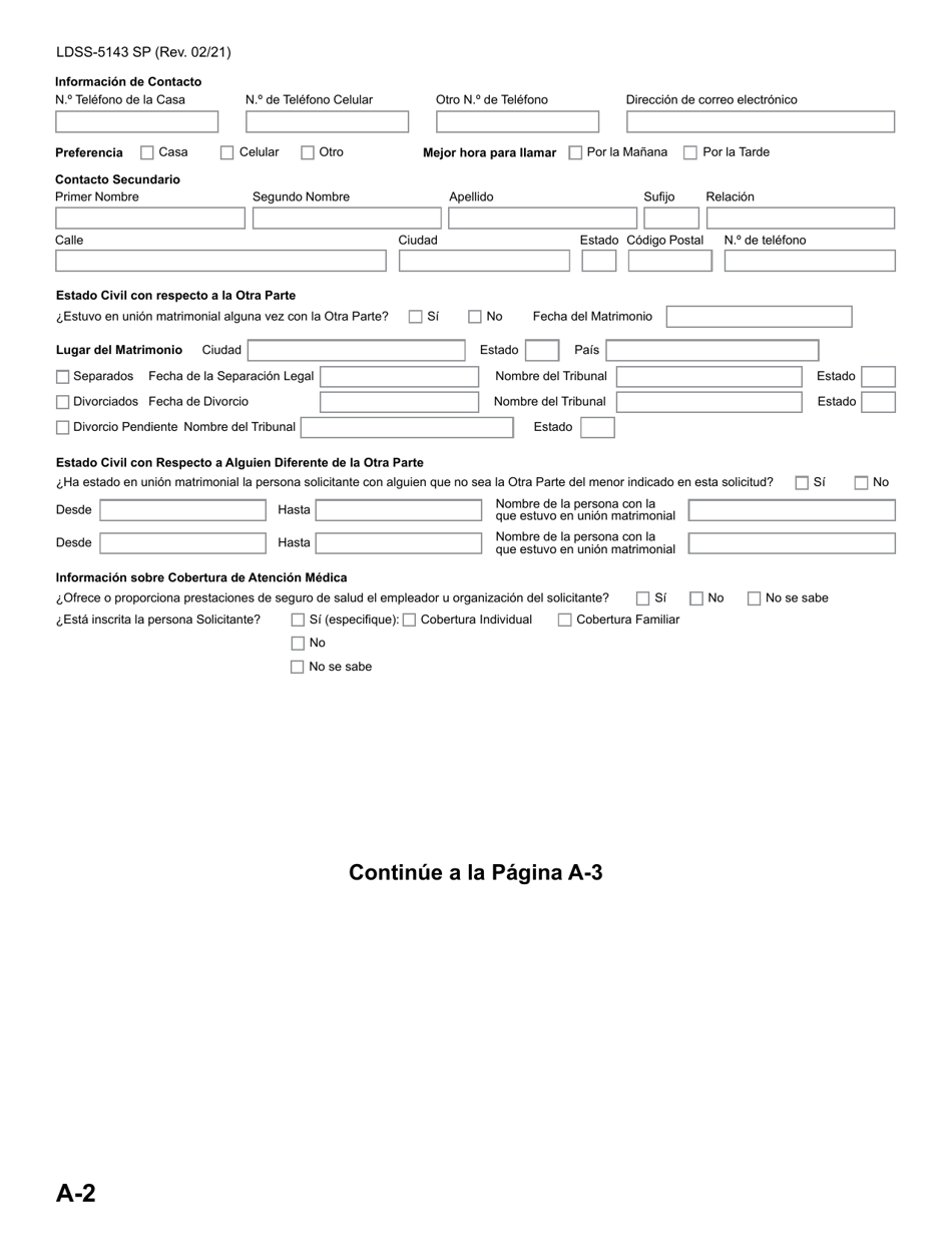 Formulario LDSS-5143 Solicitud De Servicios De Sustento De Menores - New York (Spanish), Page 8