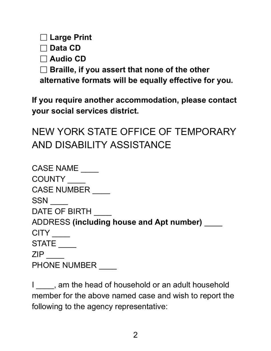 Form LDSS-2291 LP Request for Replacement of Food Purchased With Supplemental Nutrition Assistance Program (Snap) Benefits - New York (English / Spanish), Page 2