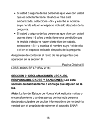 Instrucciones para Formulario LDSS-4826 LP Programa De Asistencia Nutricional Suplementaria (Snap) Solicitud/Revalidacion - New York (Spanish), Page 16