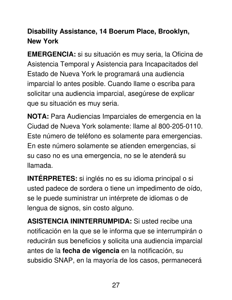 Instrucciones para Formulario LDSS-4826 LP Programa De Asistencia Nutricional Suplementaria (Snap) Solicitud / Revalidacion - New York (Spanish), Page 27