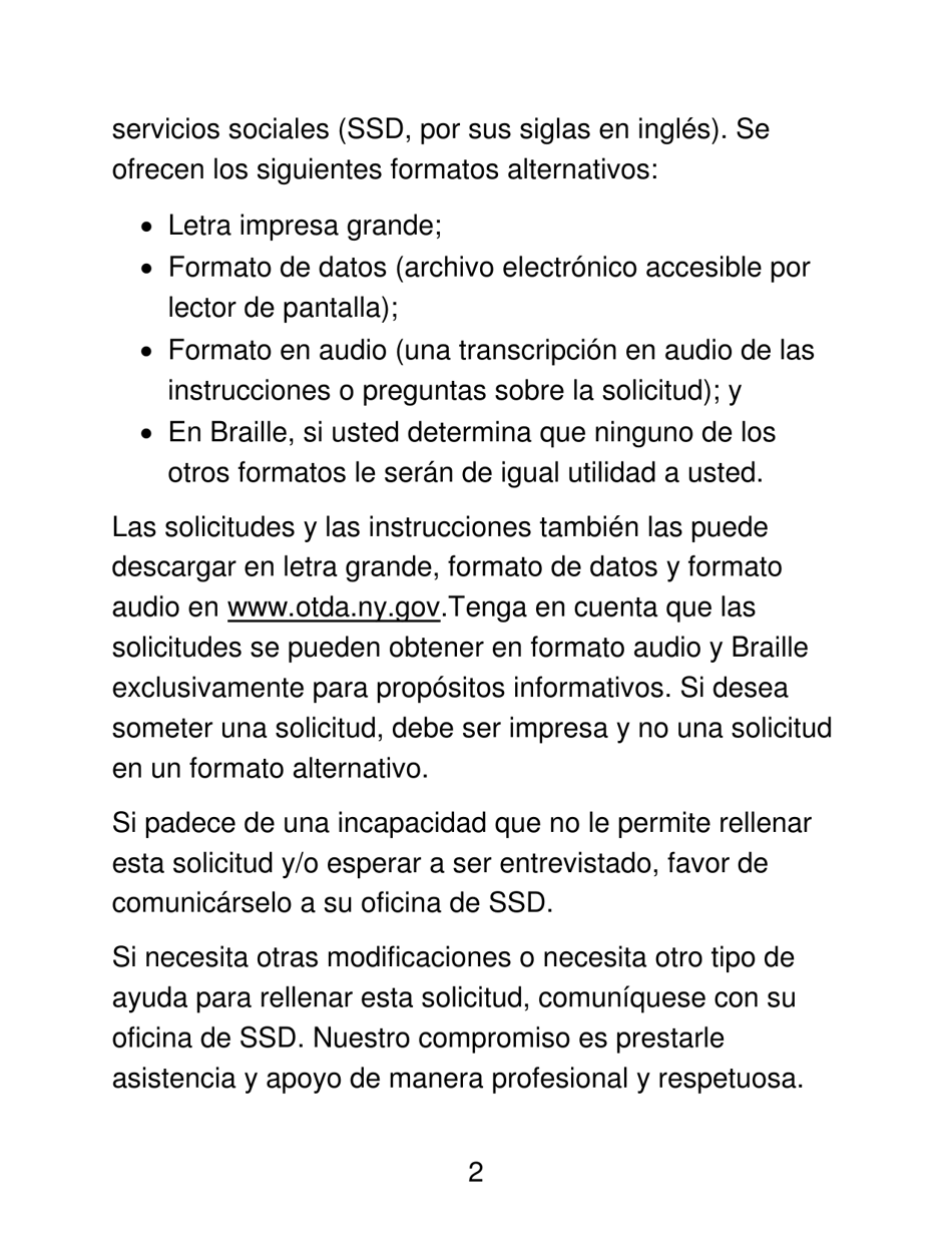 Instrucciones para Formulario LDSS-4826 LP Programa De Asistencia Nutricional Suplementaria (Snap) Solicitud / Revalidacion - New York (Spanish), Page 2