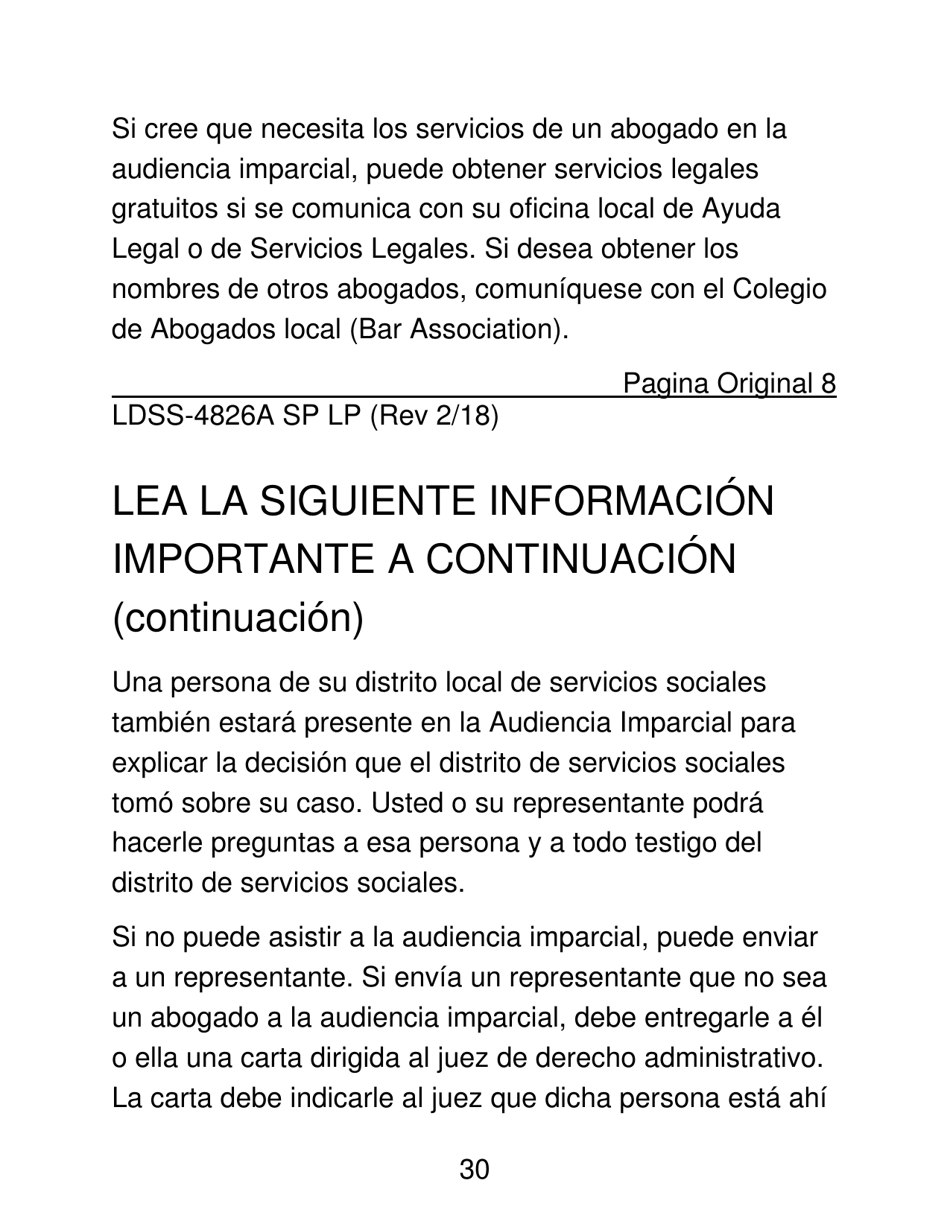 Instrucciones para Formulario LDSS-4826 LP Programa De Asistencia Nutricional Suplementaria (Snap) Solicitud / Revalidacion - New York (Spanish), Page 30