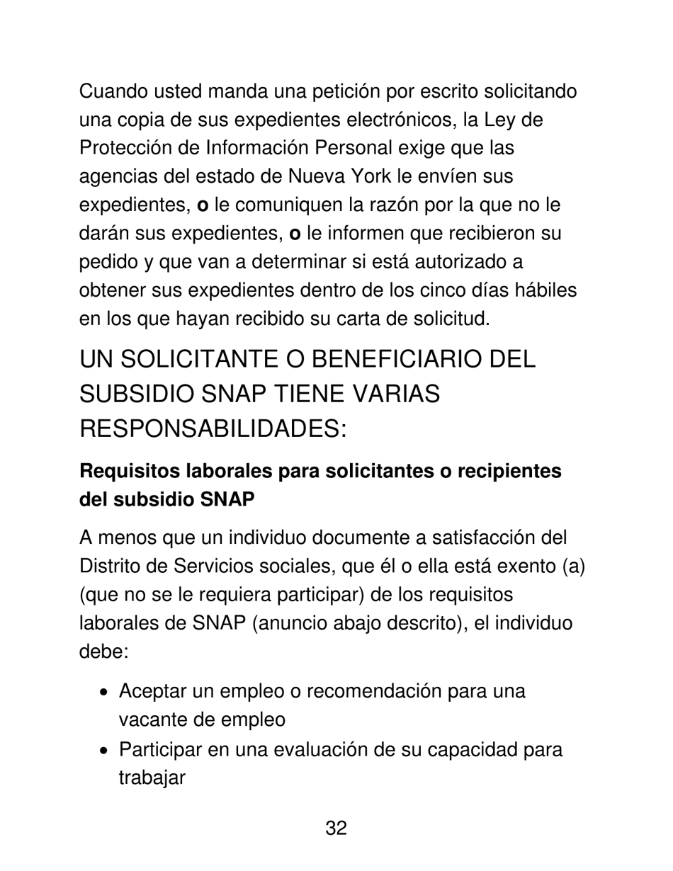 Instrucciones para Formulario LDSS-4826 LP Programa De Asistencia Nutricional Suplementaria (Snap) Solicitud / Revalidacion - New York (Spanish), Page 32