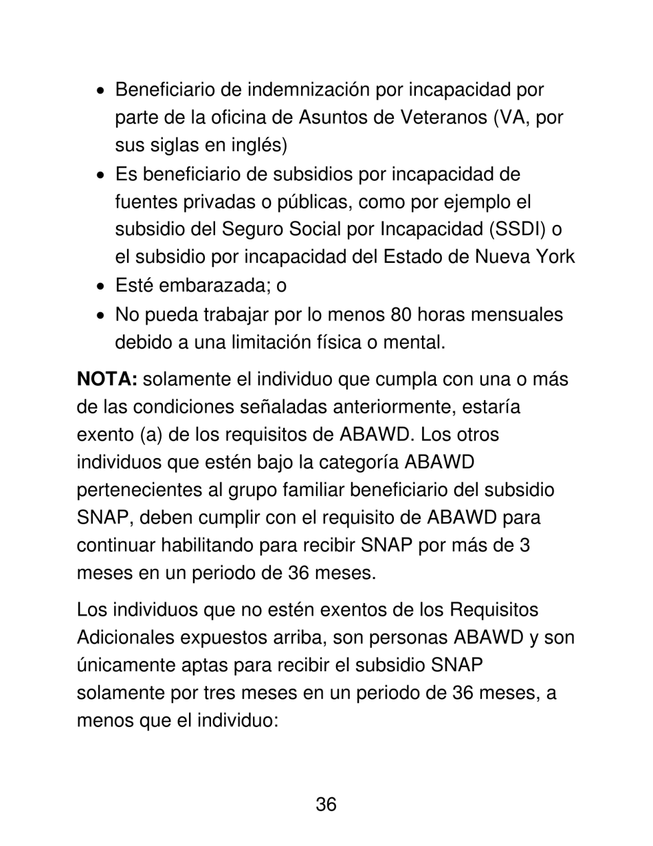 Instrucciones para Formulario LDSS-4826 LP Programa De Asistencia Nutricional Suplementaria (Snap) Solicitud / Revalidacion - New York (Spanish), Page 36