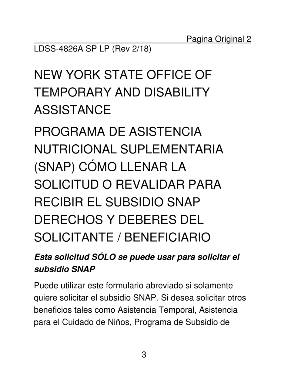Instrucciones para Formulario LDSS-4826 LP Programa De Asistencia Nutricional Suplementaria (Snap) Solicitud / Revalidacion - New York (Spanish), Page 3