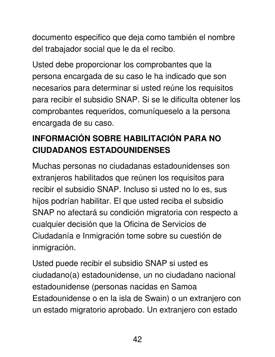 Instrucciones para Formulario LDSS-4826 LP Programa De Asistencia Nutricional Suplementaria (Snap) Solicitud / Revalidacion - New York (Spanish), Page 42