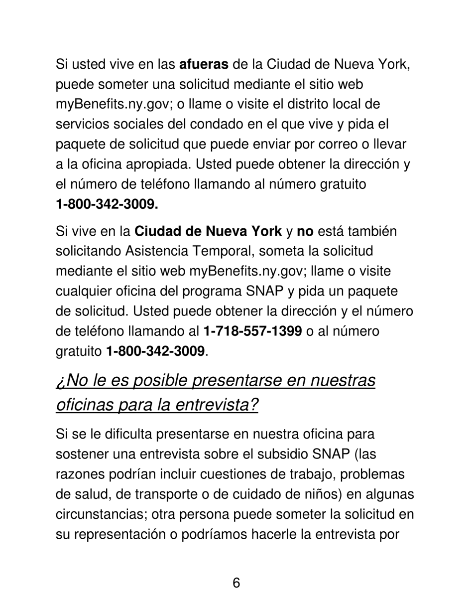 Instrucciones para Formulario LDSS-4826 LP Programa De Asistencia Nutricional Suplementaria (Snap) Solicitud / Revalidacion - New York (Spanish), Page 6
