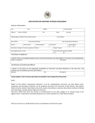 DVS Form 14 &quot;Application for Wartime Veteran Scholarship&quot; - New Mexico