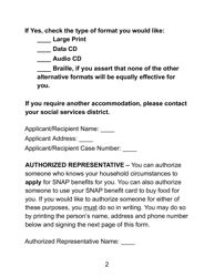 Form LDSS-4942 LP Supplemental Nutrition Assistance Program (Snap) Authorized Representative Request Form - New York, Page 2
