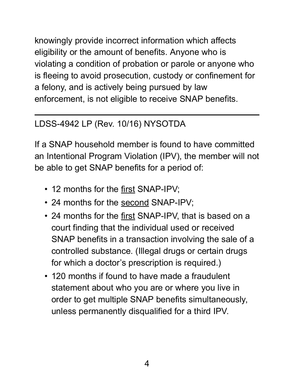 Form LDSS-4942 LP Supplemental Nutrition Assistance Program (Snap) Authorized Representative Request Form - New York, Page 4