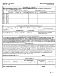 Form PS-404 Health Insurance Transaction Form for NYS &amp; Pe Employees - New York, Page 2
