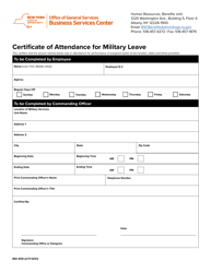 Document preview: Form BSC-B30 Certificate of Attendance for Military Leave - New York