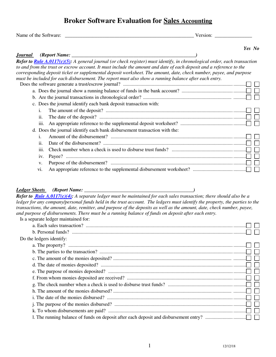North Carolina Broker Software Evaluation for Sales Accounting - Fill ...