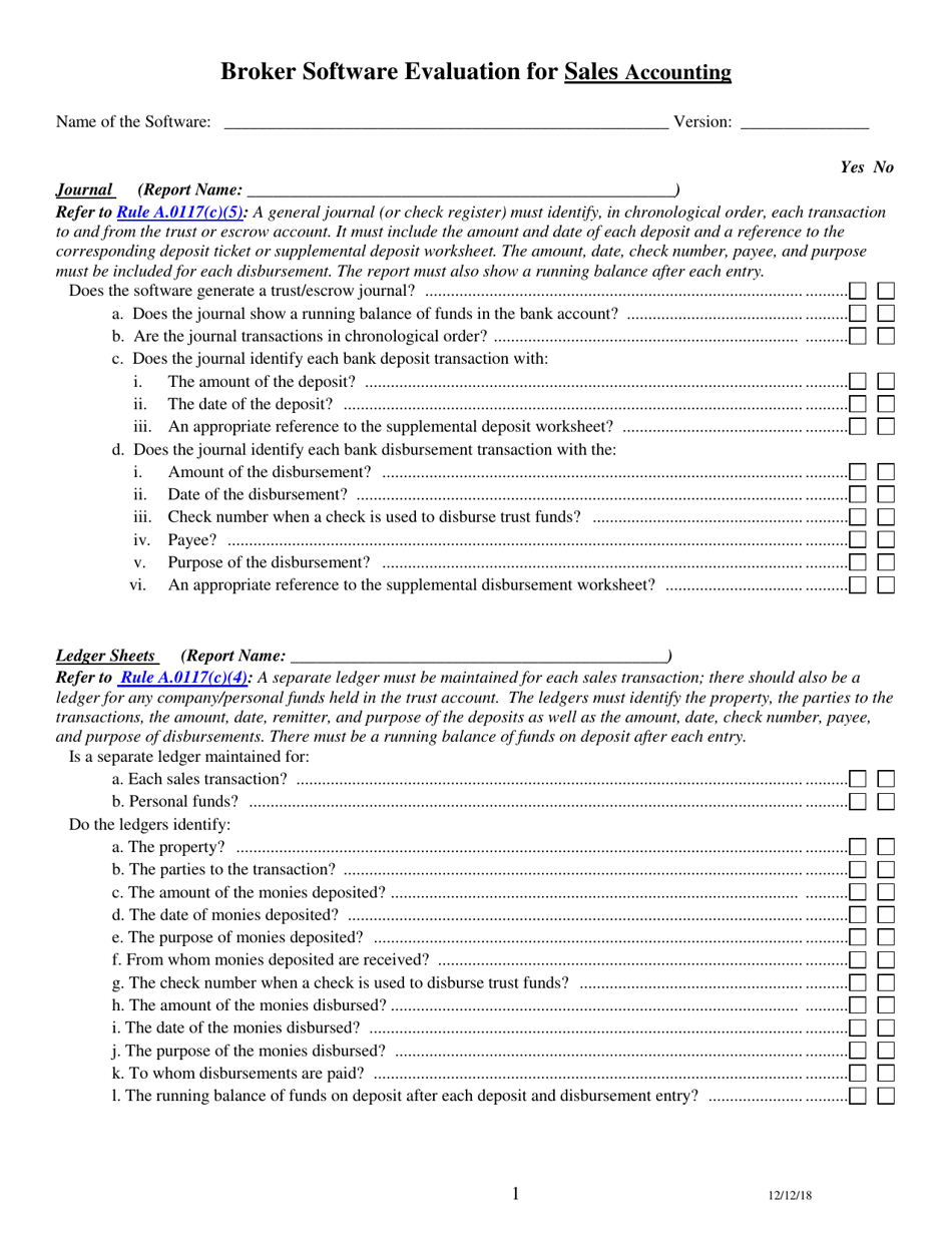 Broker Software Evaluation for Sales Accounting - North Carolina, Page 1