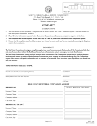 Form REC4.01 Complaint - North Carolina