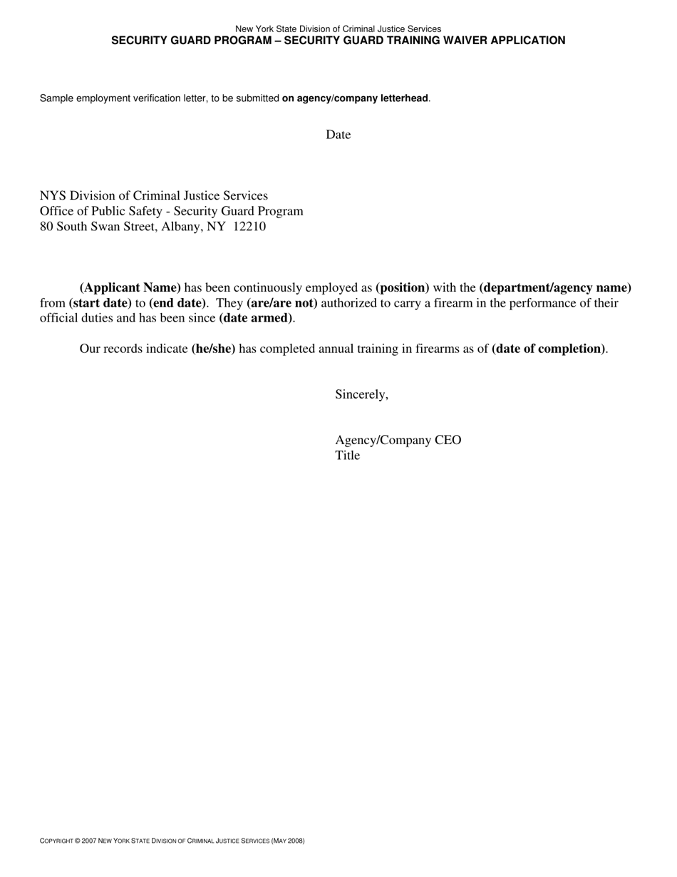 Security Guard Training Waiver Application - New York, Page 3