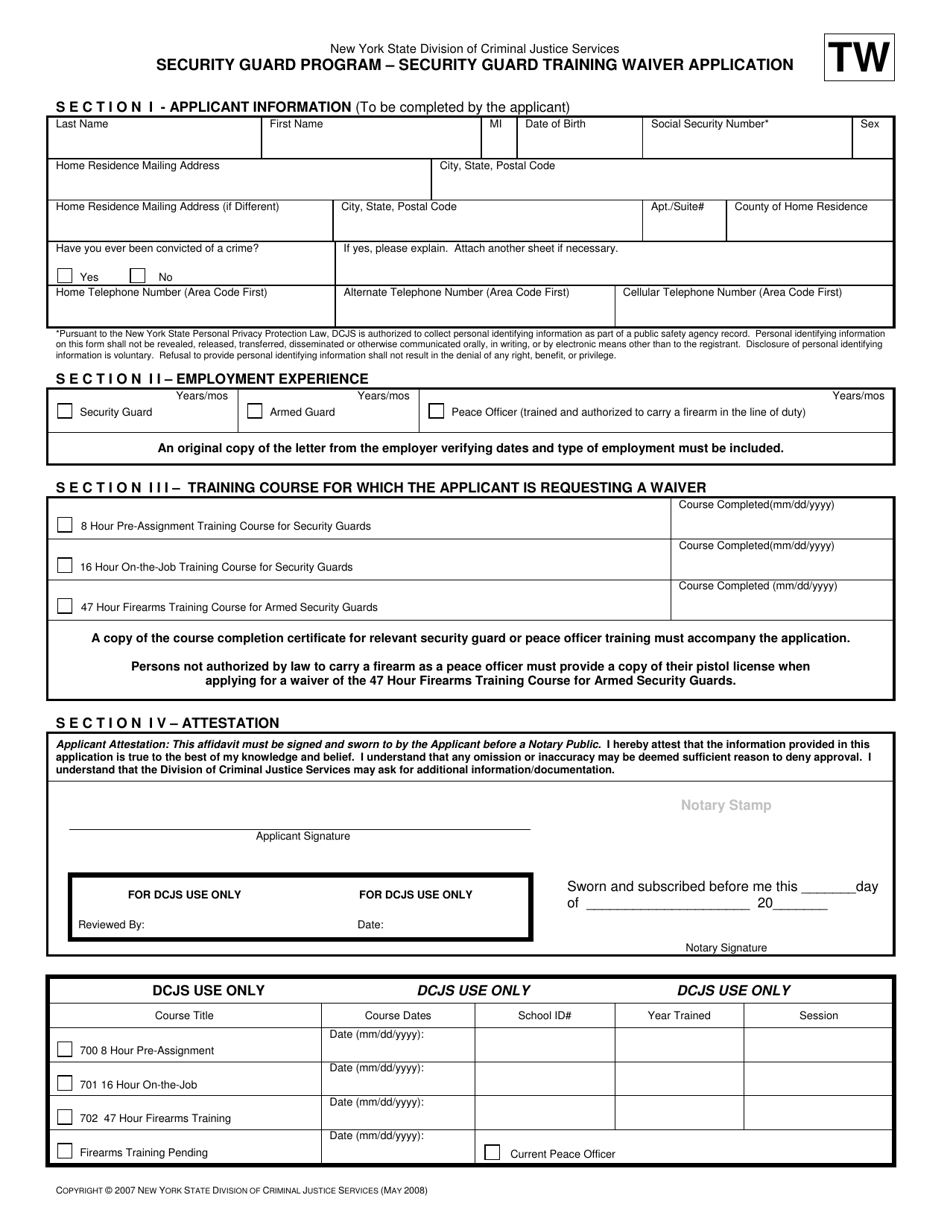 Security Guard Training Waiver Application - New York, Page 4