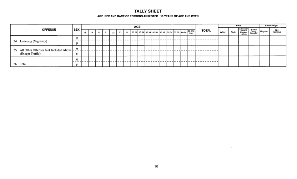 Form DCJS1992 Tally Sheet - New York, Page 10