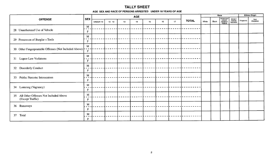Form DCJS1992 Tally Sheet - New York, Page 5