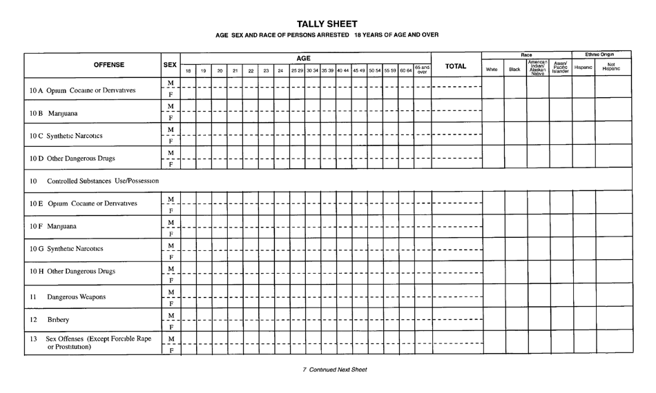 Form DCJS1992 Tally Sheet - New York, Page 7