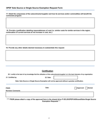 Opdf Sole Source or Single Source Exemption Request Form - New York, Page 2