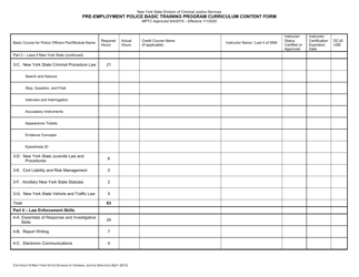 Pre-employment Police Basic Training Program Curriculum Content Form - New York, Page 2