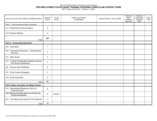 Pre-employment Police Basic Training Program Curriculum Content Form - New York, Page 4