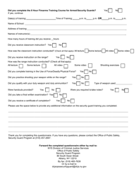 Security Guard Firearms Training Questionnaire - New York, Page 2