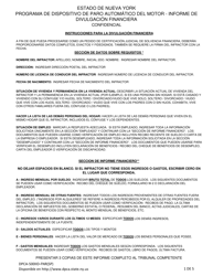 Formulario DPCA-500IID-FNR &quot;Informe De Divulgacion Financiera&quot; - New York (Spanish)