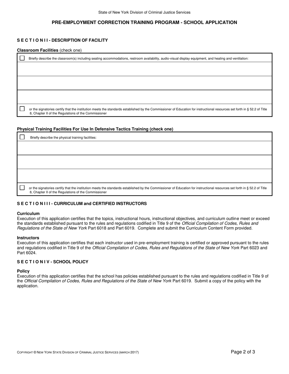 Pre-employment Correction Training Program - School Application - New York, Page 4