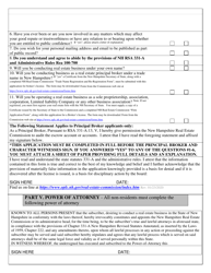 Real Estate Broker Application Form - New Hampshire, Page 2