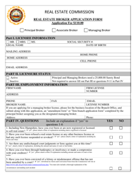 Document preview: Real Estate Broker Application Form - New Hampshire