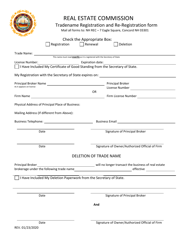 Tradename Registration and Re-registration Form - New Hampshire