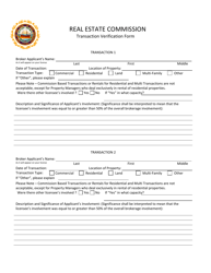 Transaction Verification Form - New Hampshire