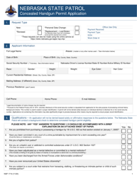 Form NSP1710 &quot;Concealed Handgun Permit Application&quot; - Nebraska