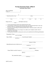 Document preview: Form NSP721 Foreign Protection Order Affidavit - Nebraska