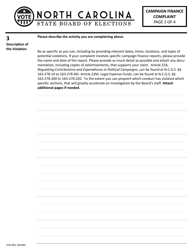 Form CFN-001 Campaign Finance Complaint - North Carolina, Page 2