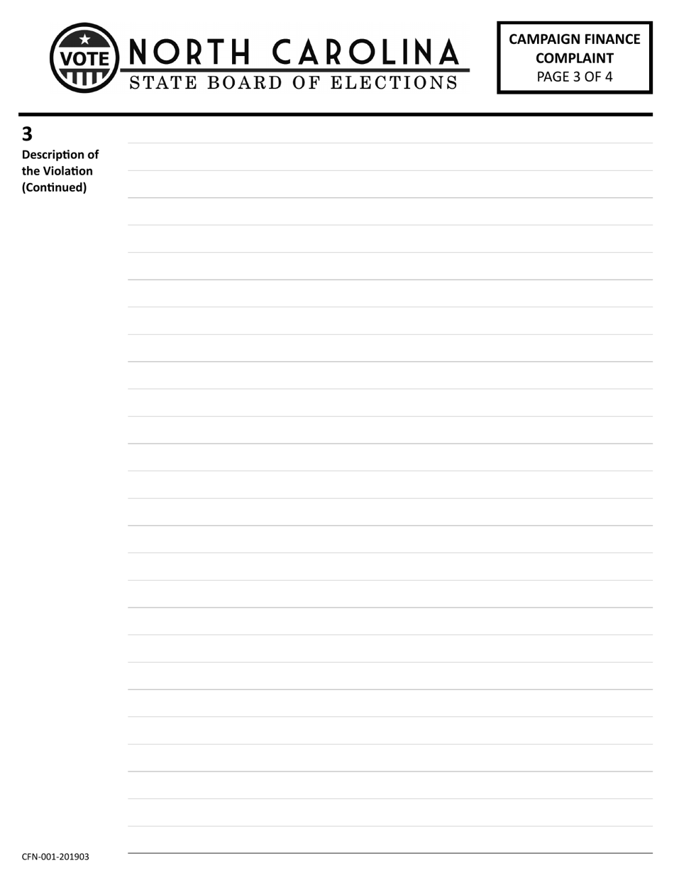 Form CFN-001 Campaign Finance Complaint - North Carolina, Page 3