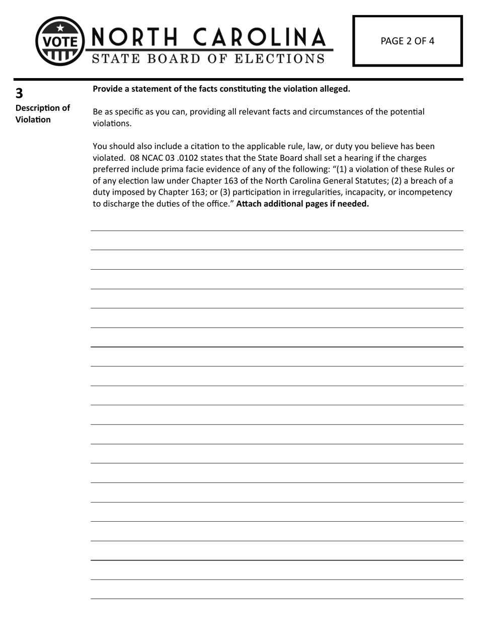 Complaint Against County Board of Elections Member - North Carolina, Page 2