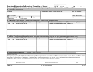 Form CRO-2520 &quot;Registered Committee Independent Expenditures Report&quot; - North Carolina