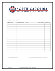 Form CRO-3500 Certification of Financial Account Information - North Carolina, Page 2