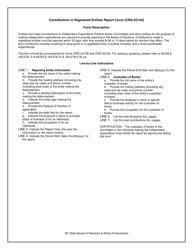 Document preview: Instructions for Form CRO-2215A Contributions to Registered Entities Report Cover - North Carolina